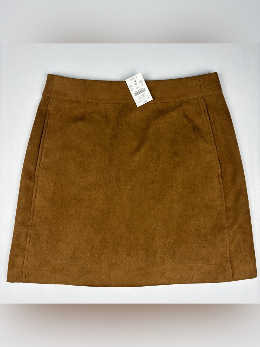 J. Crew Suede-Look Mini Skirt in Camel Brown